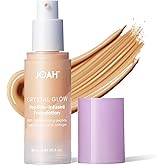 JOAH Crystal Glow Peptide-Infused Foundation, 2-in-1 Multitasking Korean Makeup with Blurring Face Primer, Luminizer, Hydration & Skin Defense for a Flawless Finish, 1.01 Oz, Fair Light Cool