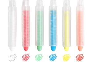 CLOBEAU Childrens Drawing Chalks Kids Toddlers Colored Dustless Chalk Teachers Kids School Office Drawing Chalks Kids Activity Indoor Outdoor Toys Blackboard Chalk Artwork Chalk Stencil Set Non-Toxic 6PCS