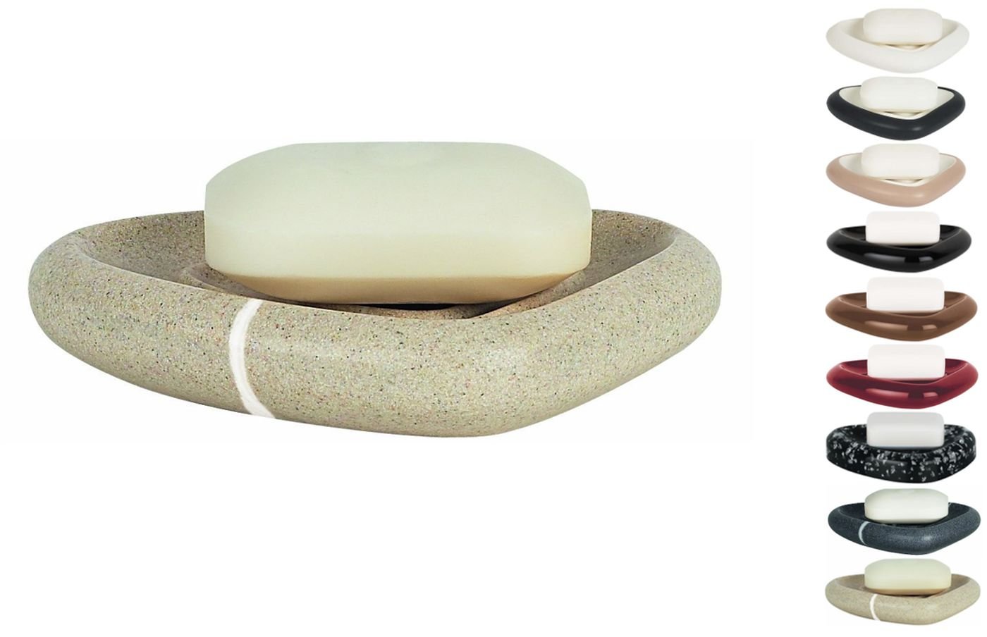 Spirella Etna Polyresin Stoneware Soap Dish, Sand