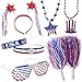 Fourth/4th of July Party Accessories Set - Patriotic Decorations Favors Supplies- Shutter Glasses/Necklaces/Wristband/Headband/Pom Pom