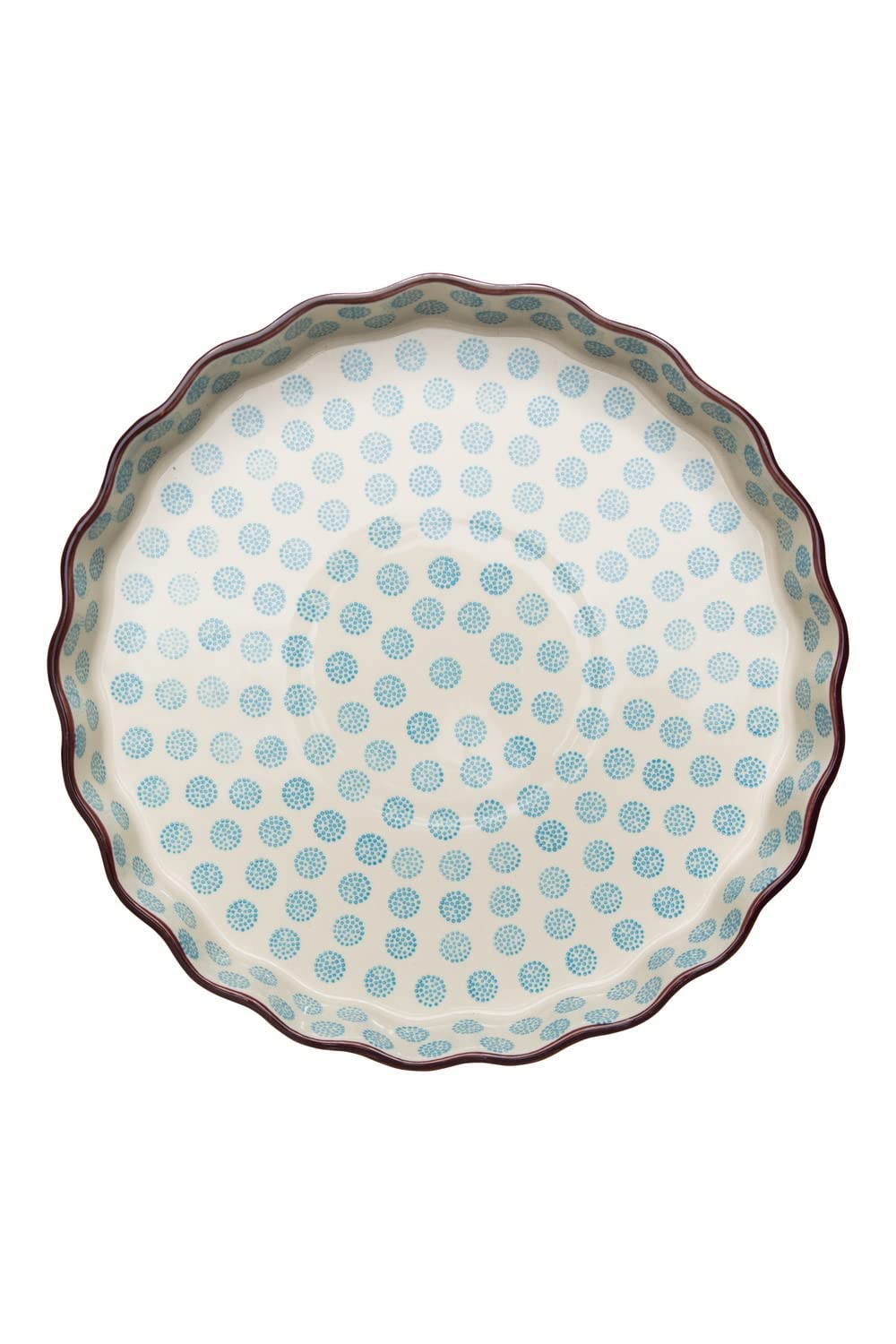 Tranquillo Stoneware Quiche Tin with Hand-Stamped Print White/Blue, 27 cm