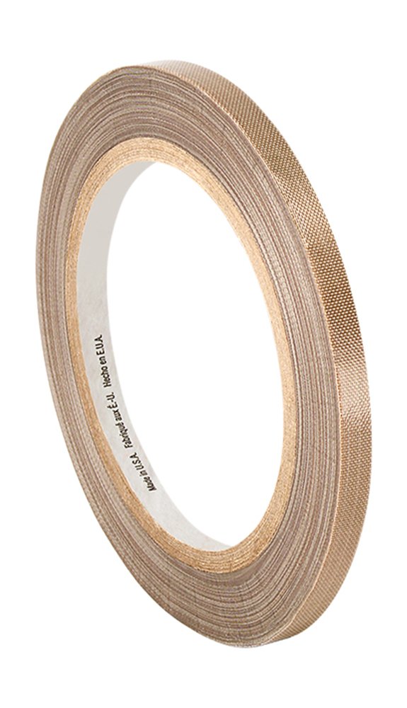TapeCase 5151 0.125" x 36yd Light Brown PTFE Glass Cloth Tape, Converted from 3M, -100 to 500 degrees F Performance Temperature, 0.0053" Thick