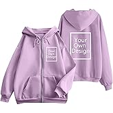 Floleo Custom Jackets Design Your Own Full Zipper Hooded Sweatshirt Custom Sweatshirt T Shirts Add Your Own Text or Picture