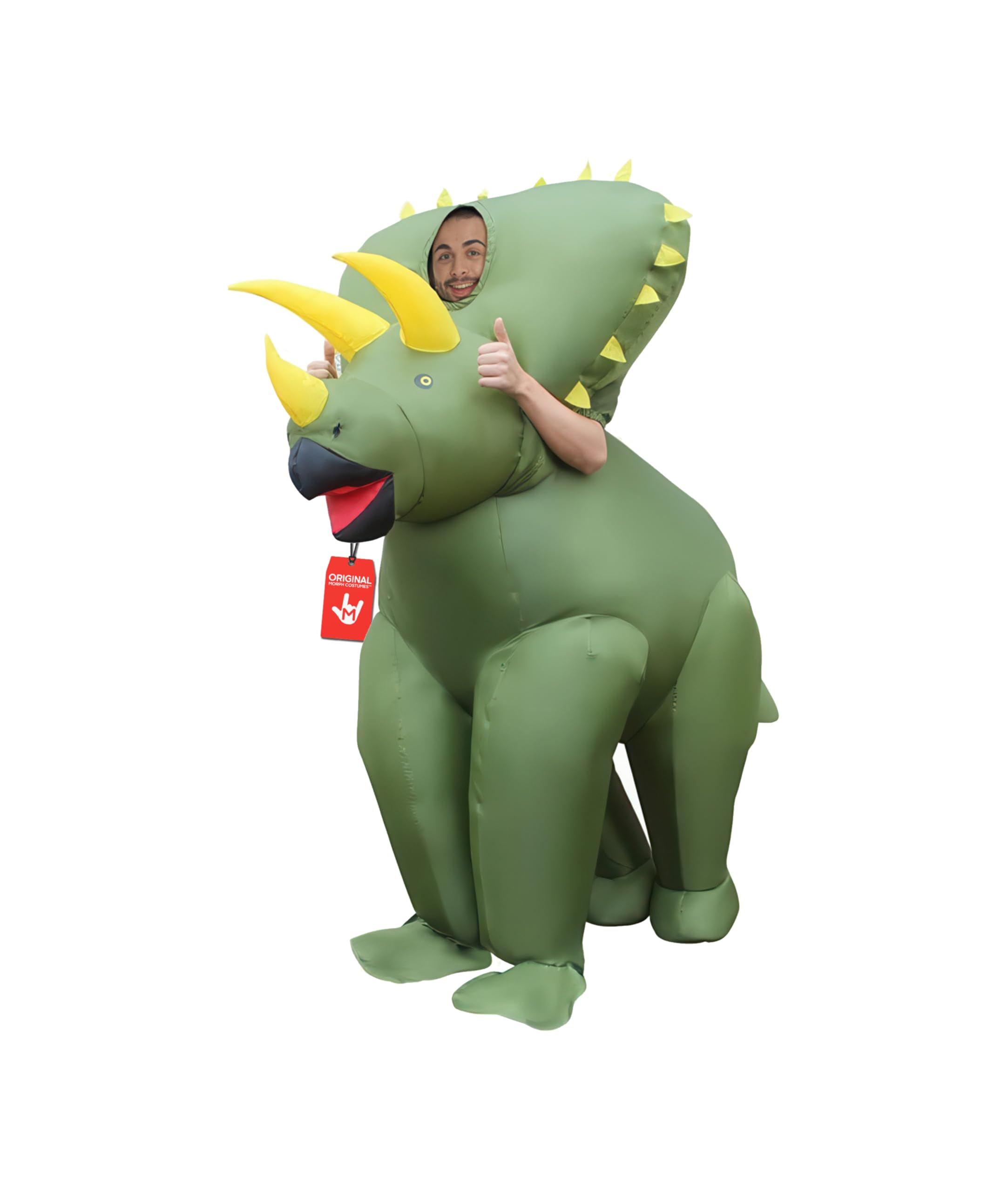 Morph Adult Triceratops Inflatable Dinosaur Costume, Adult Dinausore Costume