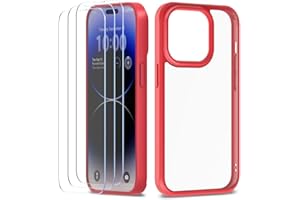 XClear for iPhone 14 Pro Max Phone Case Screen Protector [Premium Bundle] [Military Grade Drop Tested] [Not Yellowing Bumper] - Clear/Red Case + 3 Pack Tempered Glass (2022/6.7inch)