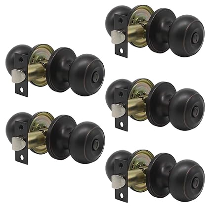 5 Pack Probrico Round Door Knobs Privacy Door Lock Handle Keyless Lockset Storage Room Bathroom Set No Key In Oil Rubbed Bronze 609 Orb Bk