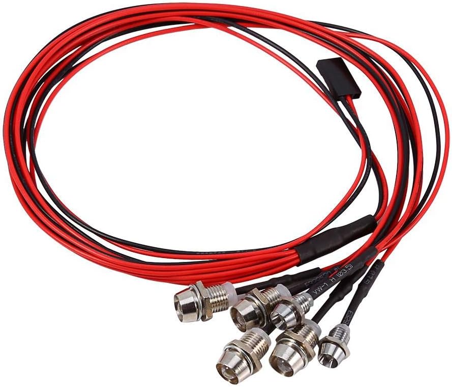 6 LED RC Car Light, 3-7V Headlight Taillight Set 5mm/3mm Diameter LED Light for 1/10 RC Model Car Truck