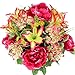 Admired By Nature 24 Stem Artificial Flowers Rose Carnation Mixed Bush Spring Faux Flower Arrangement for Outdoor & Indoor Wedding Home Decoration, Cemetery Decorations For Grave, Beauty