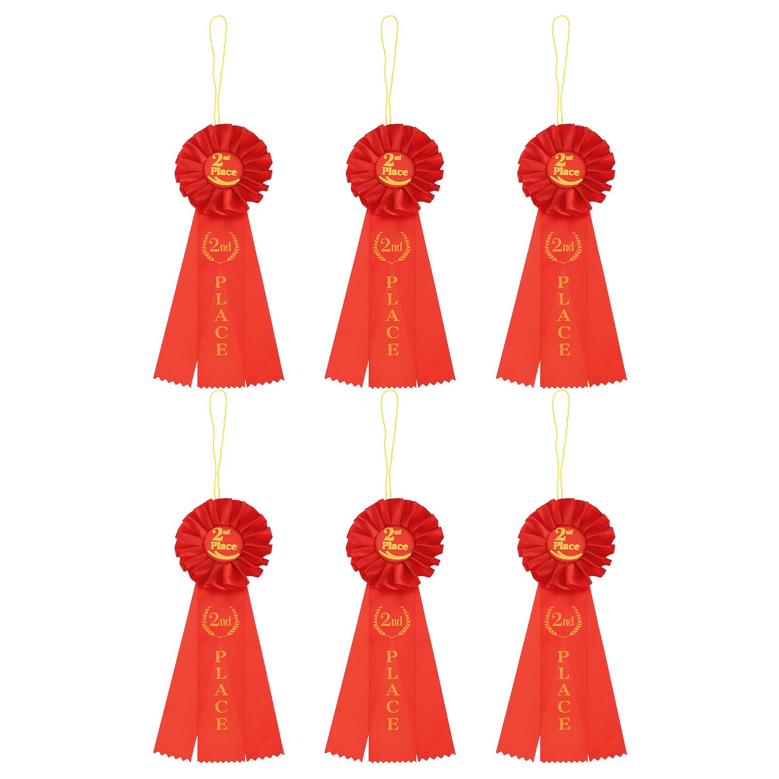 PATIKIL 6 Pcs Red Award Ribbon, 2nd Prize Award Ribbons Prize Ribbon Winner Ribbon Recognition Ribbons for Classroom, Competition and Sports Events