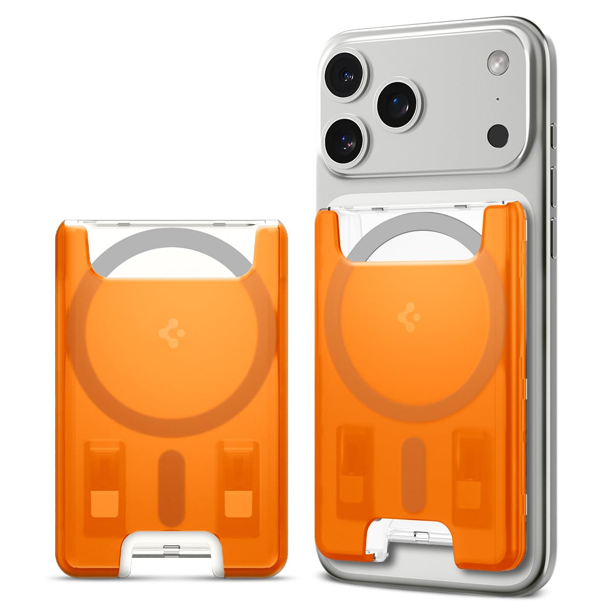 Spigen Classic C1 MagFit Magnetic MagSafe Wallet Card Holder 3-Cards Compatible with iPhone 17/16/15/14/13/12 Series and PixelSnap Cases for Pixel 10 Series - Tangerine