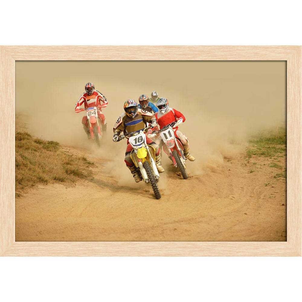 ArtzFolio Motocross Bike Race Sport D2 Canvas Painting Natural Brown
