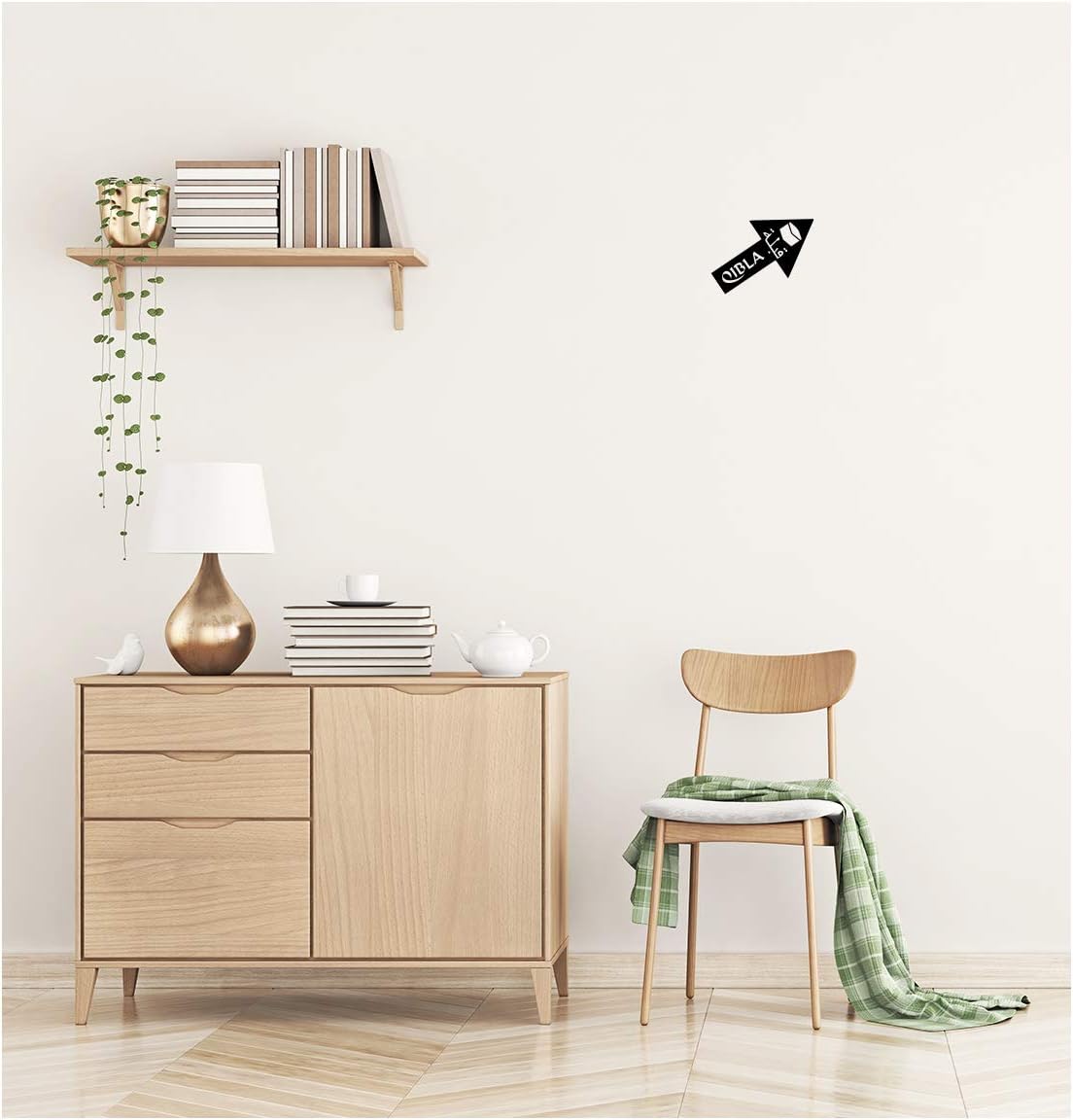 Qibla Direction Arrow (2pk) - Wall/Ceiling Decal Sticker (S004M) (Black), 9x15CM - Image 3