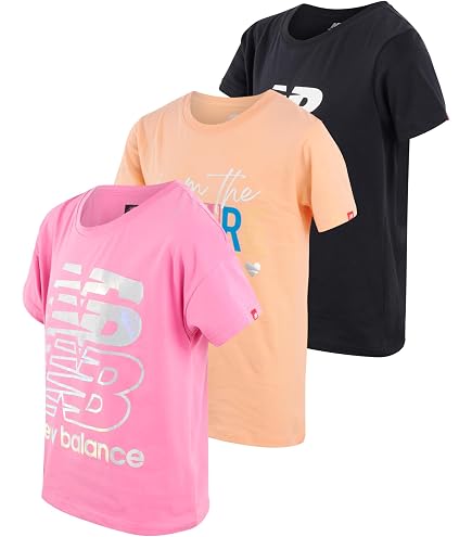 Amazon.com: New Balance Girl's Short Sleeve Graphic Tees, Blue, 5