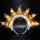 JAKAWIN Light Up Sun Headband LED Flame Headpiece Fire Costume Rave Hair Accessories for Women