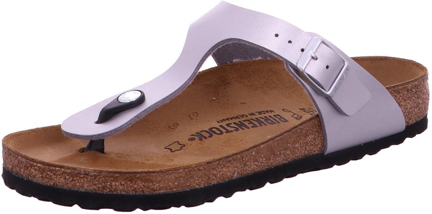 Amazon.com | Birkenstock Womens Gizeh Birko-Flor Casual Holiday Silver Flip Flops - Silver - 5 