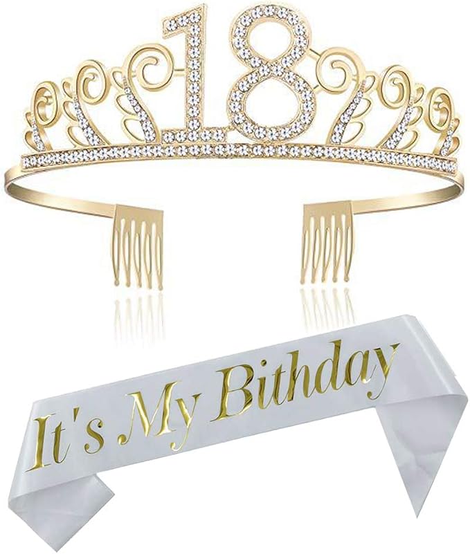 1 Ensemble Couronne D'anniversaire Et écharpe Pour Femme Diadème Et