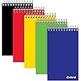 Oxford Spiral Memo Pads, Top Wire Bound, 3 x 5 Inch Pocket Notepad, College Ruled, Assorted Primary Colors, 75 Sheets, 5 Pack (25091)