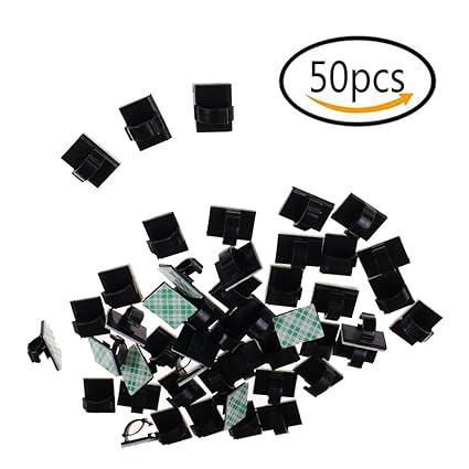 OKASU Adjustable Cable Clips (50Pcs), Premium Adhesive Nylon Wire Clamps Cable Organizer Desk Wall Computer Electrical Cord Cable Ties, Plastic Cable Management System for Car/Office/Home