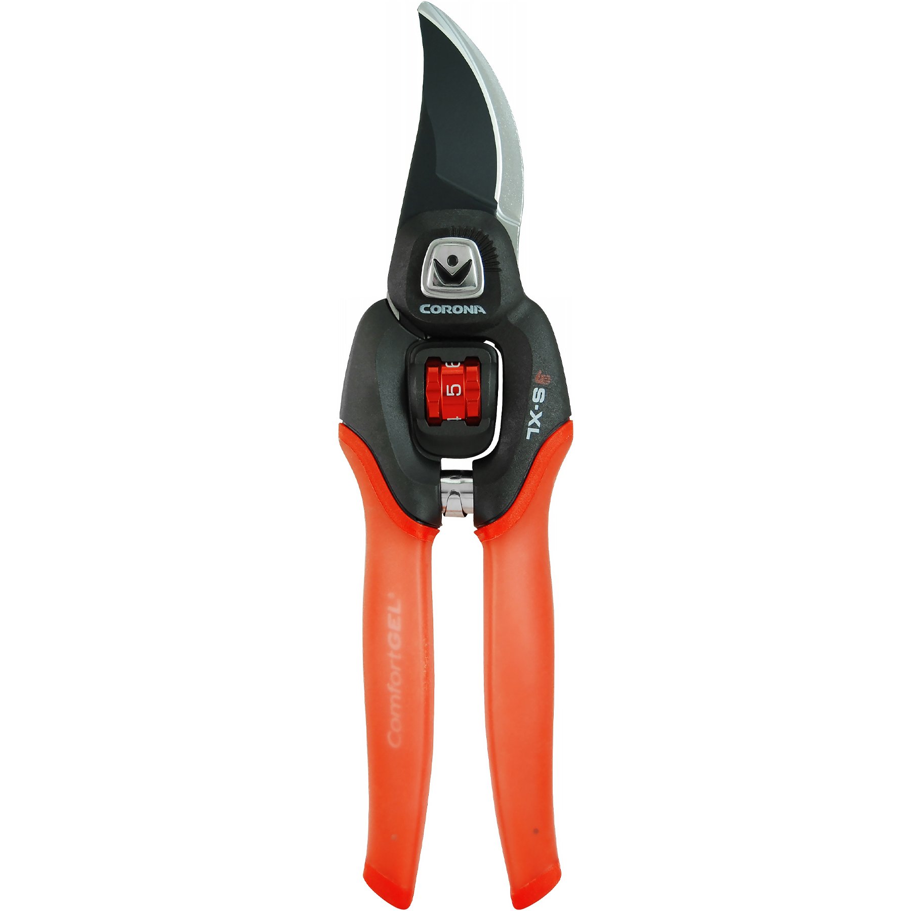 Corona Clipper BP 4214D Flex Dial Bypass Pruner with Comfort Gel Grips, 3/4 Inch, Red/Black