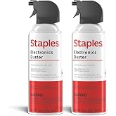 Staples Compressed Air Duster, 10 Oz Cans, 2-Pack | For cleaning electronics, keyboards, and office devices of dust and debris.
