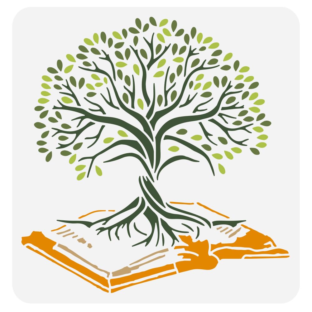 FINGERINSPIRE Tree of Life Stencil for Painting 30x30cm Large Tree Branches Leaves Painting Stencil Hollowed Tree Root Book Drawing Template for Home DIY Craft Wall Furniture Floor Decoration