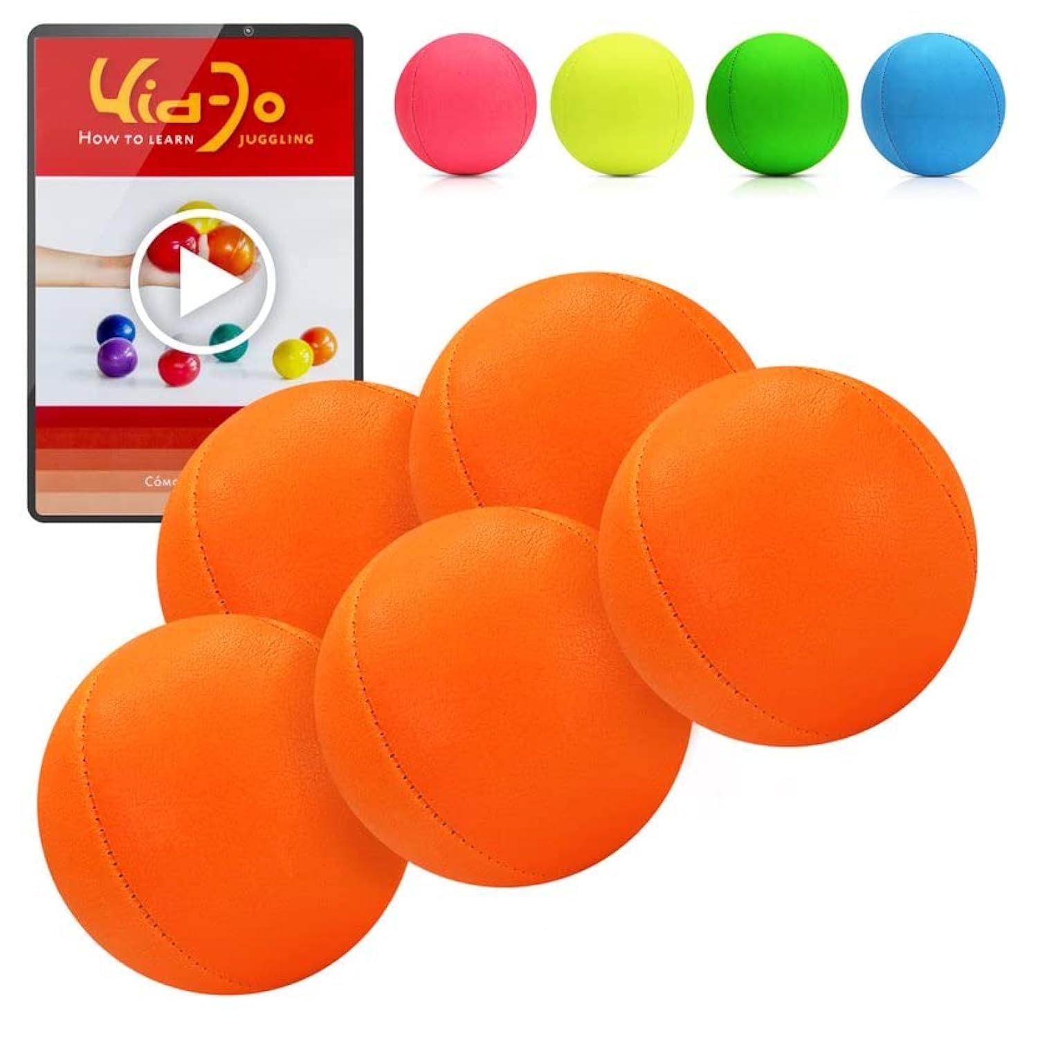 Juggle Dream 5x Pro UV Smoothie Juggling Balls - Set of 5 Juggling Balls with Free Online Learning Video, Perfect for Beginners and Experts, for Indoor & Outdoor Juggling (Orange)