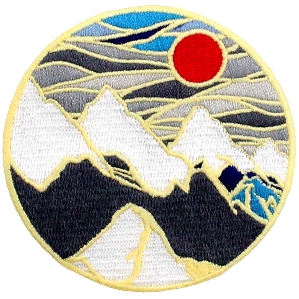 Ice Mountain Under Red Sun Explore Outdoor Patch Embroidered Applique Iron On Sew On Emblem