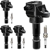 UF672 Ignition Coil &amp; 97390 Double Iridium Spark Plug OE# 30520R1AA01 C1823 | Fits for 2012 2013 2014 2015 Honda Civic 1.8L L4, 2016 Honda HR-V 1.8L L4, 2013-2015 Acura ILX 2.0L L4