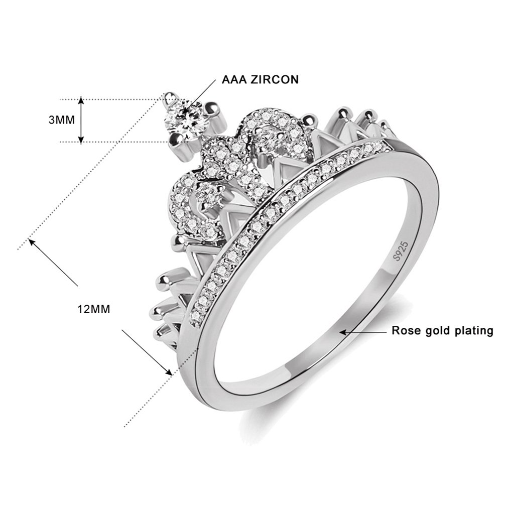 Women's Crown Tiara Rings Exquisite 18K Gold Plated Princess Tiny CZ Diamond