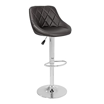 TIED RIBBONS Designer Letheratte Bar Stool Chair for caf, Kitchen, Bar, Home, Living Room(Brown, Letheratte and Steel)