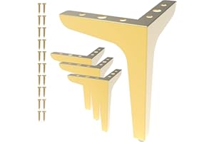 LOSODONA 7 Inch Furniture Legs Set of 4 Right Angle Furniture Legs Metal Table Legs Metal Modern Style Sofa Legs Chair Legs Heavy Duty Sofa Replacement Feet for Couch, Nightstand, Ottoman, Cupboard (Gold)