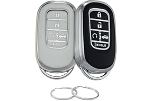 REPROTECTING TPU Key Fob Cover Compatible with (5 Buttons) 2022 2023 2024 Honda Accord Civic HR-V CR-V Pilot Sport SI EX EX-L Touring (Silver-Black/Silver-White)