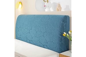 Moonase Bed Headboard Slipcover Covers Stretch Headboard Cover Queen King Size Headboard Slipcover Protector with Elastic Band for Bedroom Decoration (Lake Blue B, Suitable for headboard (55''-67''))