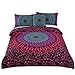 Sleepwish 4pcs Red Green Bohemian Duvet Cover Set Twin Size for Kids Teens Mandala Bedding Set Soft Romantic Boho Chic