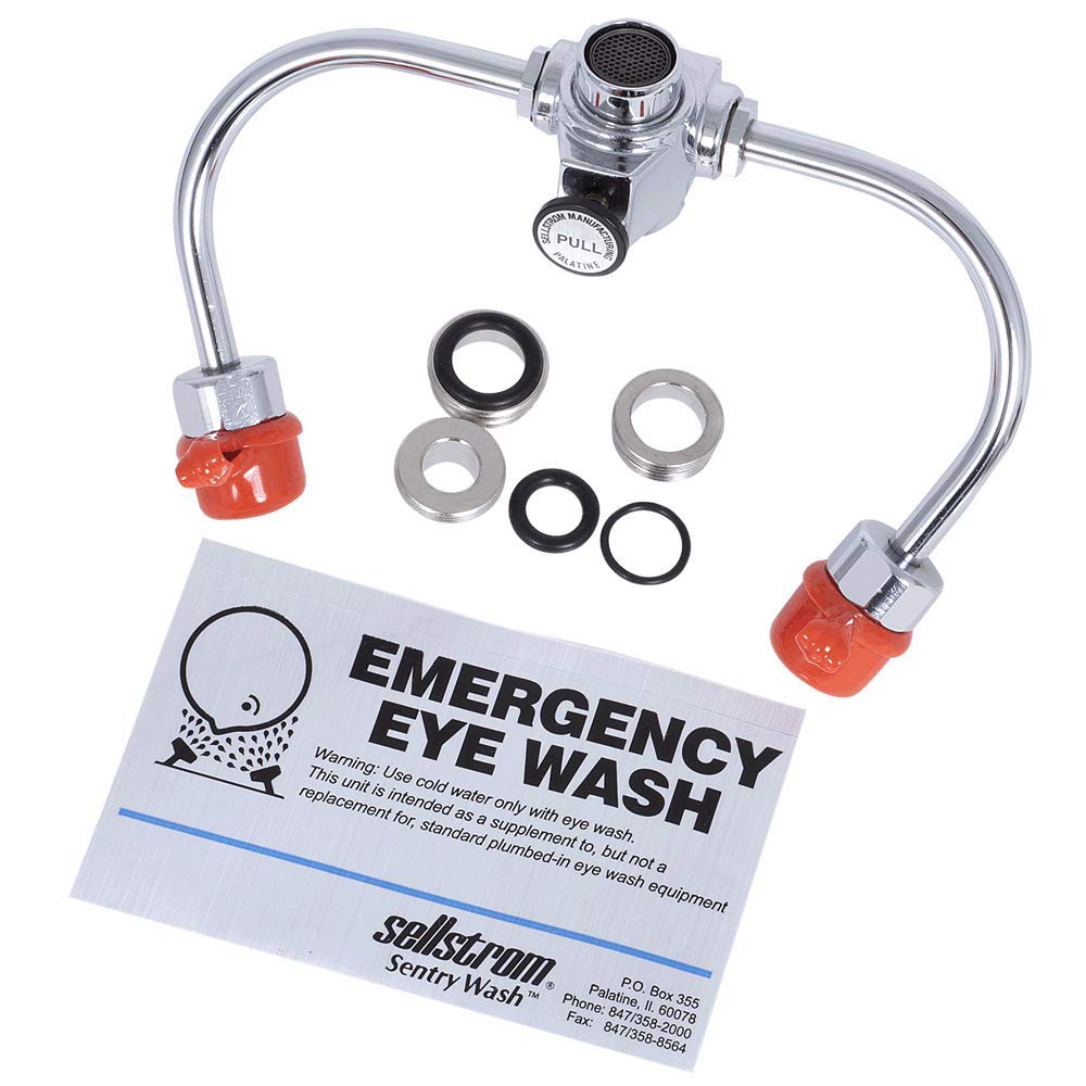 Sellstrom Faucet Mounted Eye Wash Unit, Adjustable Aerated Outlet Heads (3" Apart), S90100: Science Lab Eye Wash Units: Industrial & Scientific