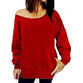 LYXIOF Womens Off Shoulder Sweatshirt Slouchy Long Sleeve Shirts Pullover Tops