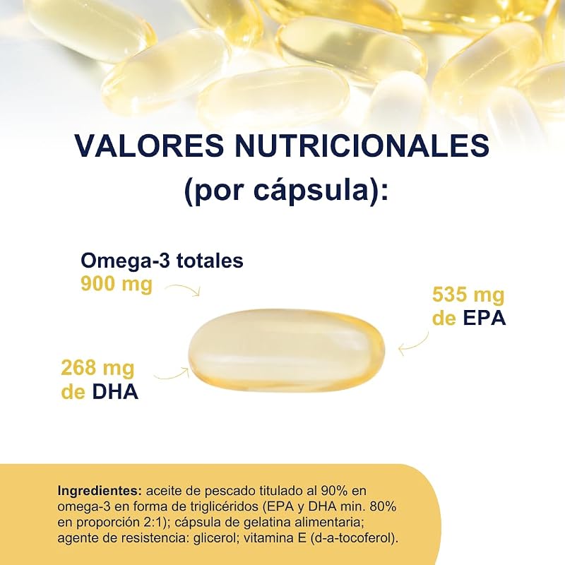 Omega 3 EPA y DHA IFOS Certificado 90 Cápsulas - OMEGOR Vitality 1000 Omega-3 Aceite de Pescado Libre de Metales Pesados y Fácil de Digerir
