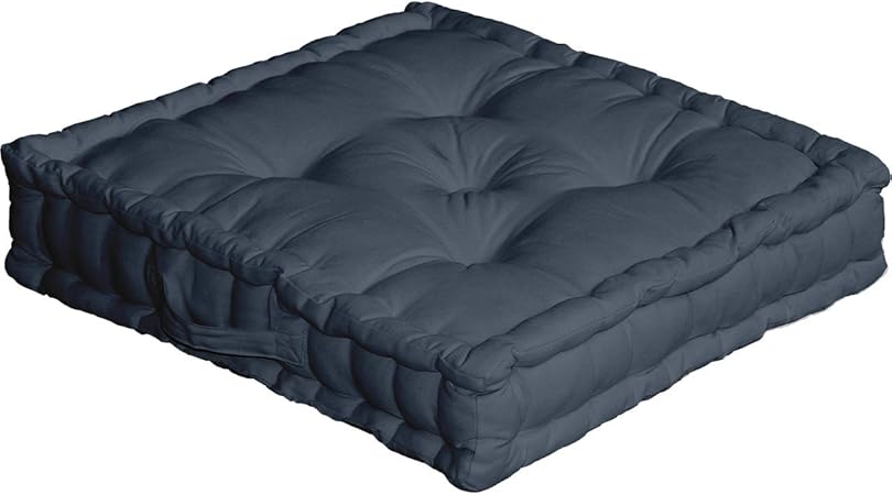 Enjoy Home Coussin De Sol Avec Poignée 50x50x10 Gris Foncé Coton