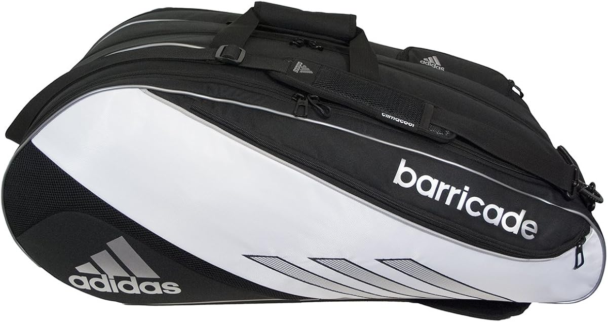 adidas Barricade III Tour 6 Racquet Bag, White/Black