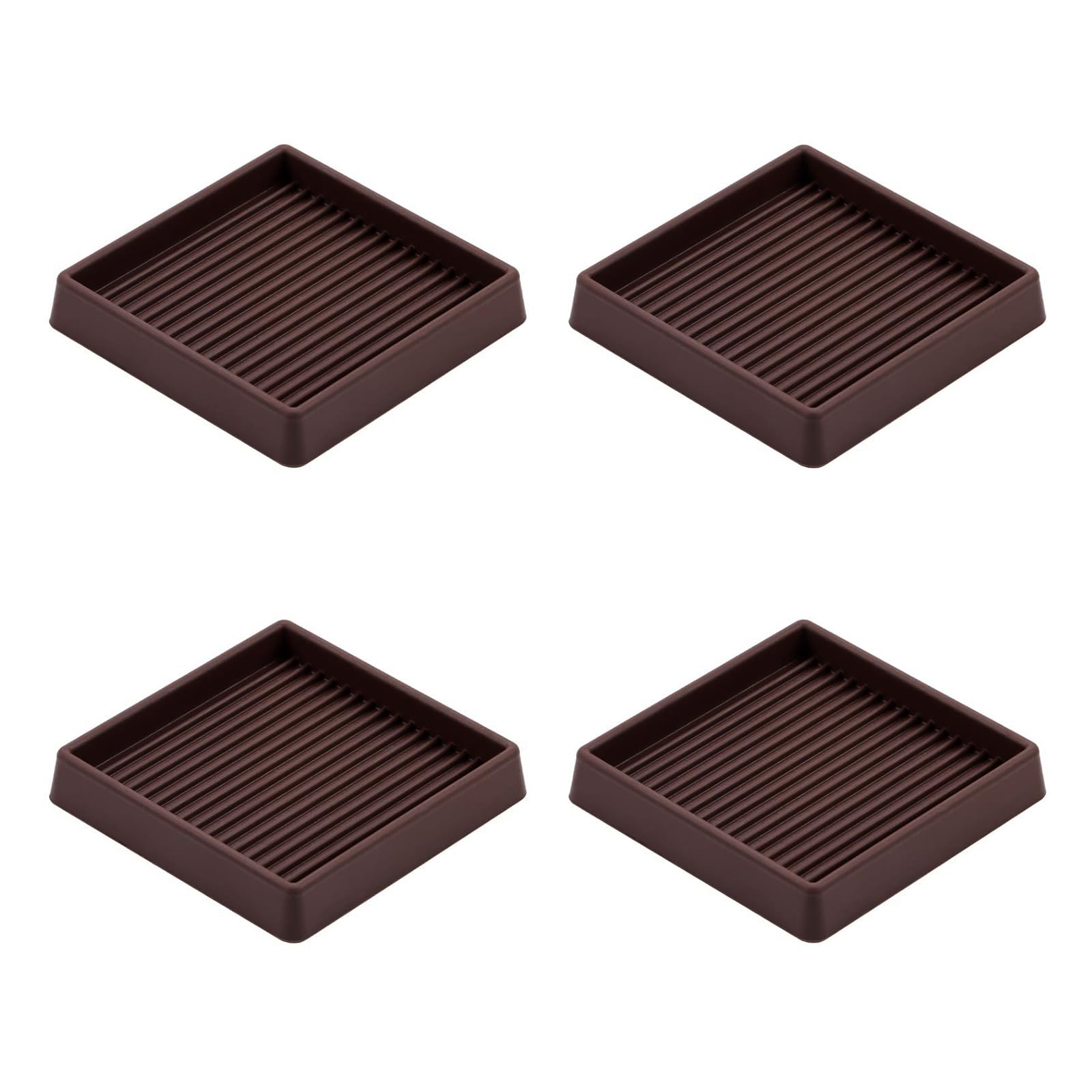 Photo 1 of 4 Pack Square Rubber Furniture Caster Cups, 3X3 Anti-Slip Gripper for Hardwood Floor Protection, Heavy Duty Anti Slide Floor Protectors for Bed Couch Stoppers