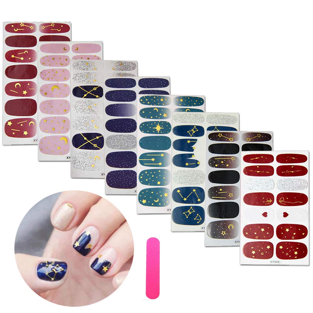 8 Sheets Full Wraps Nail Polish Stickers, Mwoot Self-Adhesive Nail Art Decals Strips Manicure Kits Nail Art Designs for Women