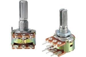 ELCOKITEX 10Pcs 50K Linear Taper Rotary Audio B Type Potentiometer 20mm Knurled Shaft 6 Pin Amplifier Dual Stereo Potentiometer for Volume Control Amplifier Audio Applications