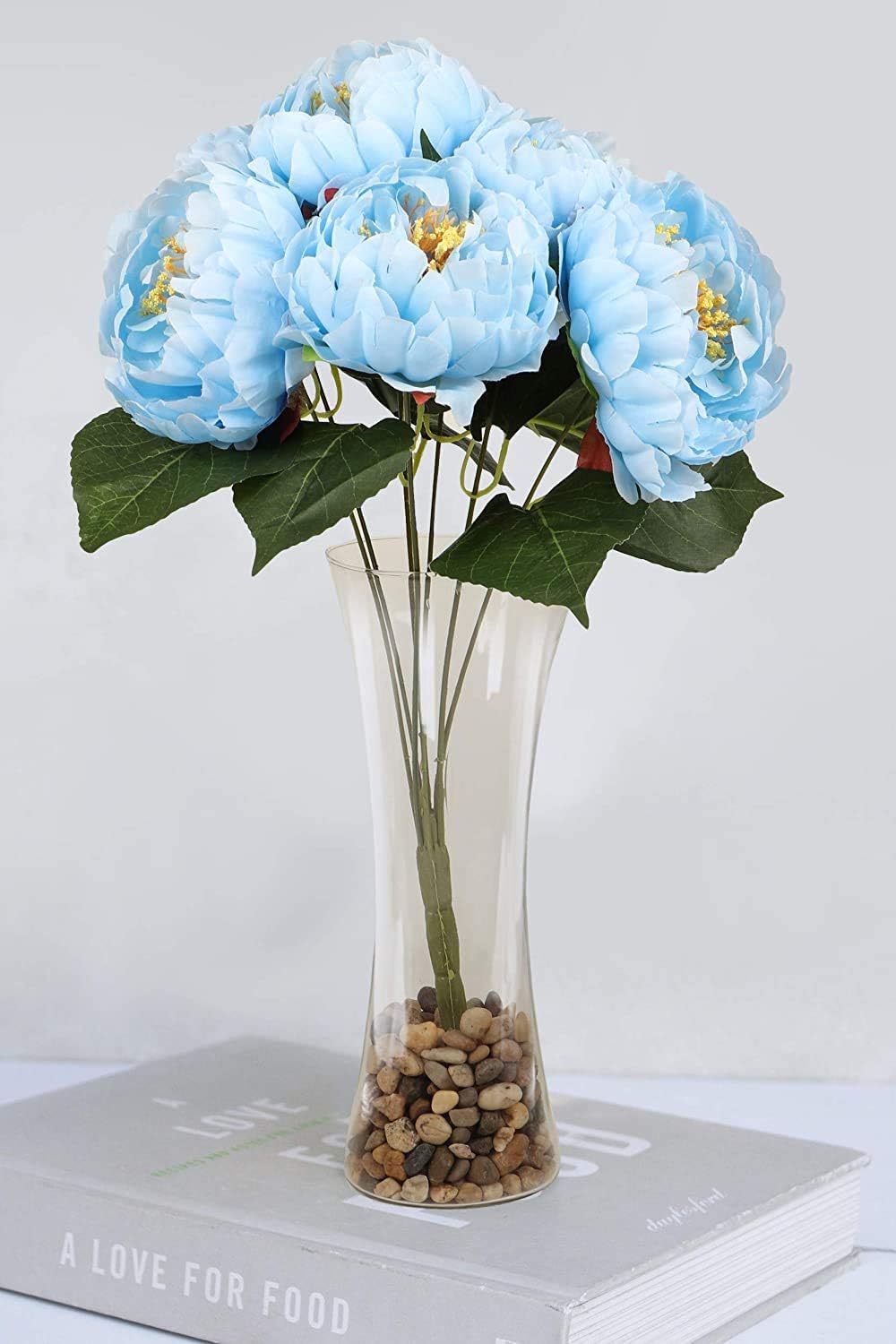 Amazon Com Tied Ribbons Artificial Flowers And Glass Vase With Pebbles For Side Corners Living Room Home Decor Dining Room Office Bedroom Centre Table And Gifts Furniture Decor