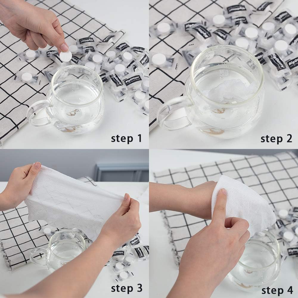 BigOtters 200 PCS Compressed Towel, Tablet Towels Coin Tissue for Travel Camping Home Bathroom Beauty Salon Outdoor Sports: Kitchen & Dining