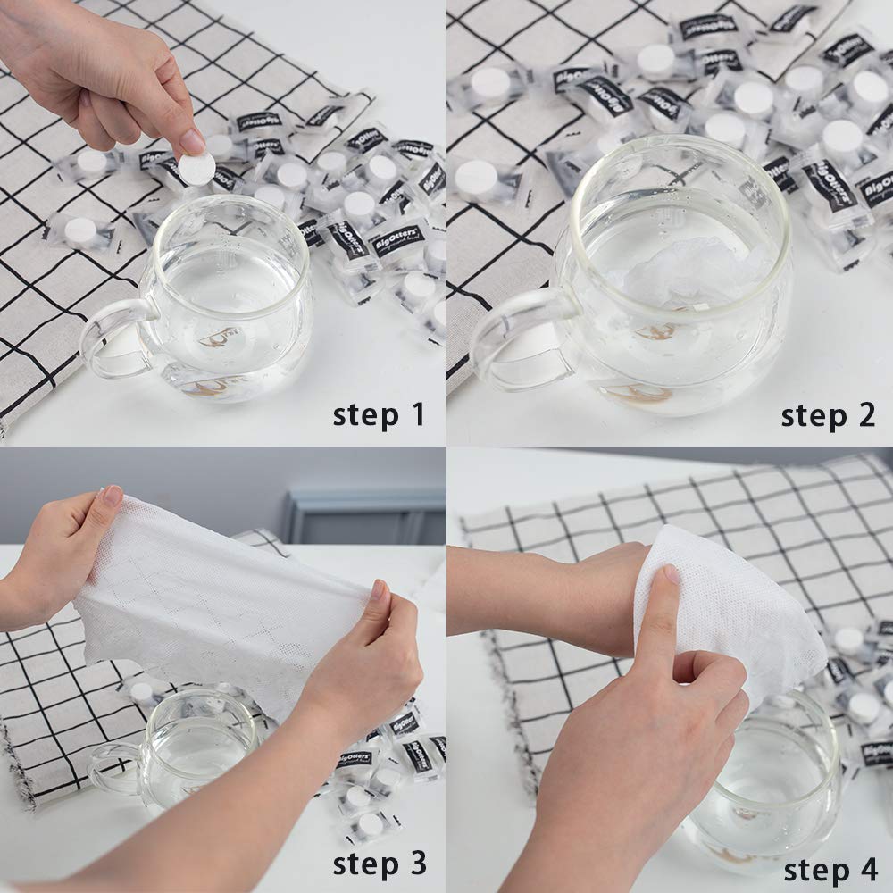 BigOtters 200PCS Compressed Towels, Disposable Face Towels for Travel Cleaning Supplies, Expandable Wipes Tablets Survival Gear and Supplies for Outdoors Camping Hiking Hotel