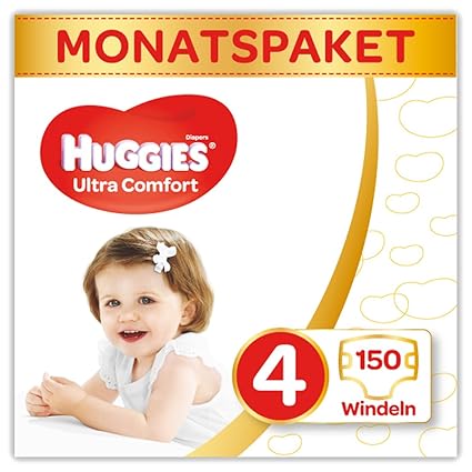 Huggies Windeln Ultra Comfort Baby Größe 4 Monatsbox, 1er Pack (1 x 150 Stück)
