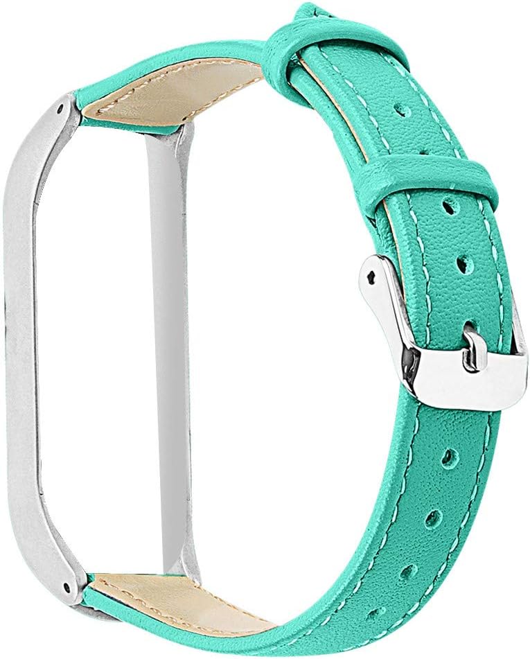 TeaBoy Leather Bands Compatible with Xiaomi Mi Band 4/3, Replacement Sport Slim Leather Accessories Bracelet Wristbands Strap with Protector Case for Mi Band 4
