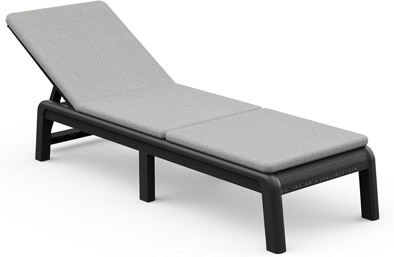 Espreguiçadeira de jardim dobrável Palma com almofada incluída, para terraços exteriores, pátios, jardins, 4 posições, cor de grafite