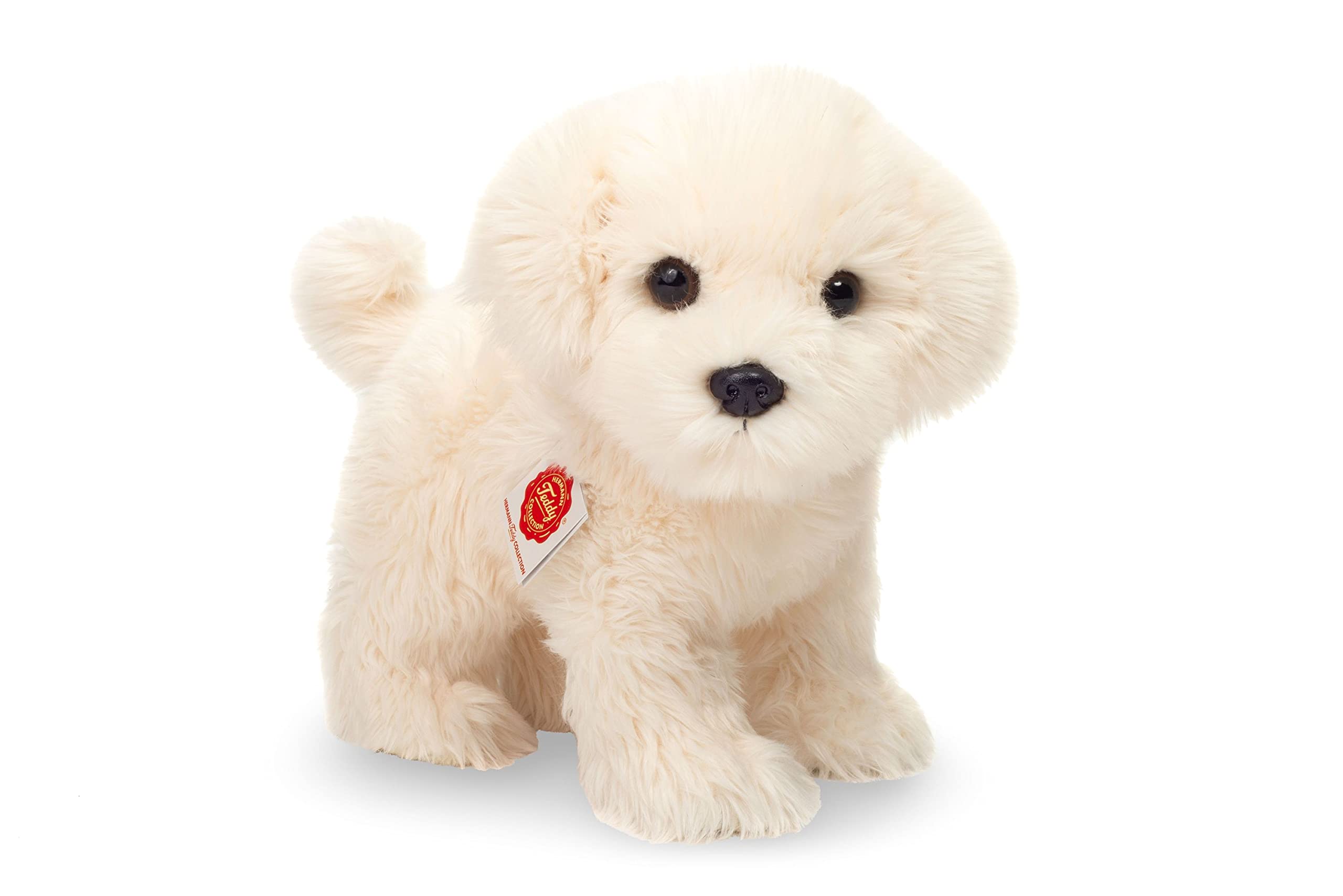 Teddy Hermann 91960 Dog Maltese puppy standing 23 cm, cuddly toy with 75% recycled filling material