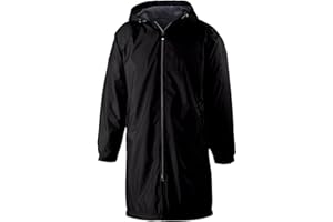 Holloway Men's Conquest Knee-Length Jacket – Warm-Up Wind/Water-Resistant Outerwear, Hooded & Adjustable Fit